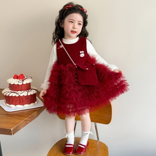 公主裙女童连衣裙春季2026新款洋气儿童裙子女宝宝春装蛋糕裙套装