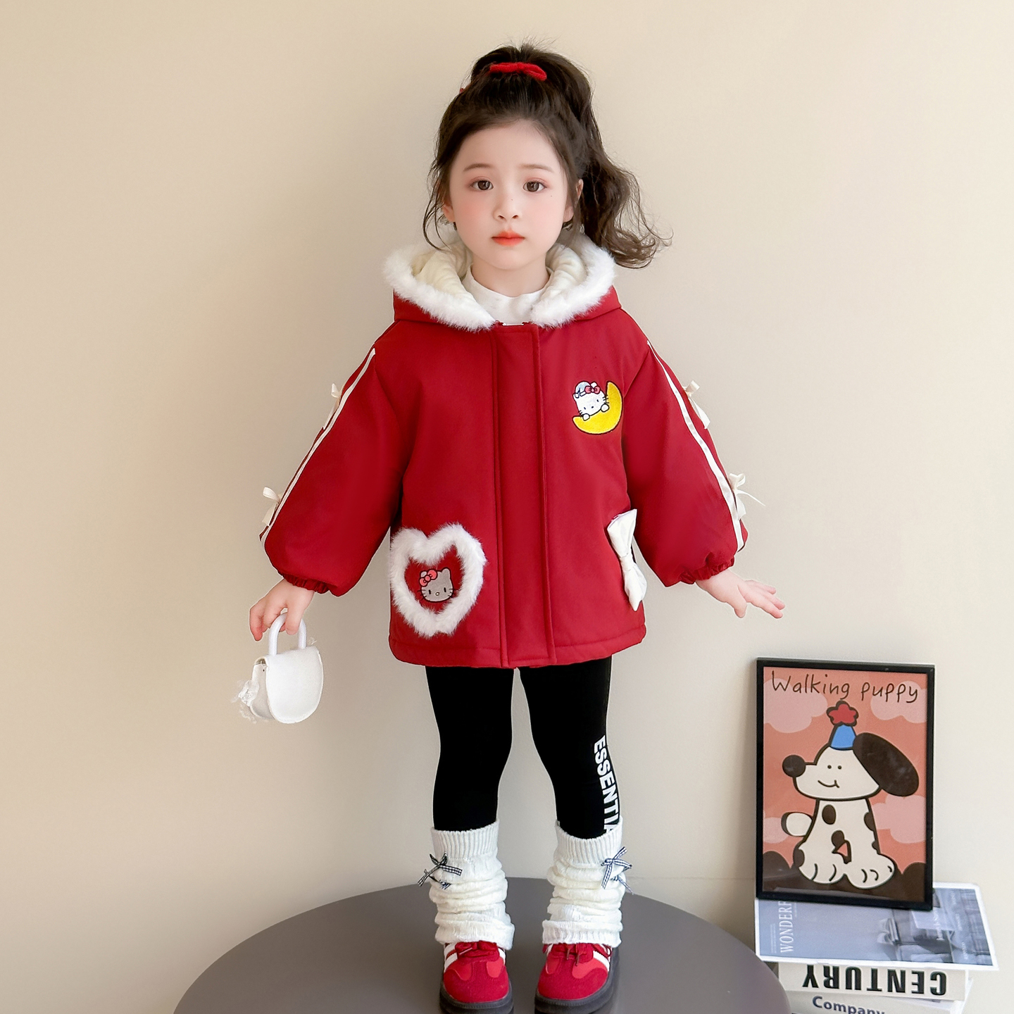 女童加厚冬季外套2025新款女宝宝洋气加绒冲锋衣儿童卡通休闲棉衣