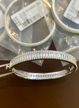 S925纯银精工高级感满钻梯T方钻手镯轻奢密镶排钻闪钻仿真钻手环