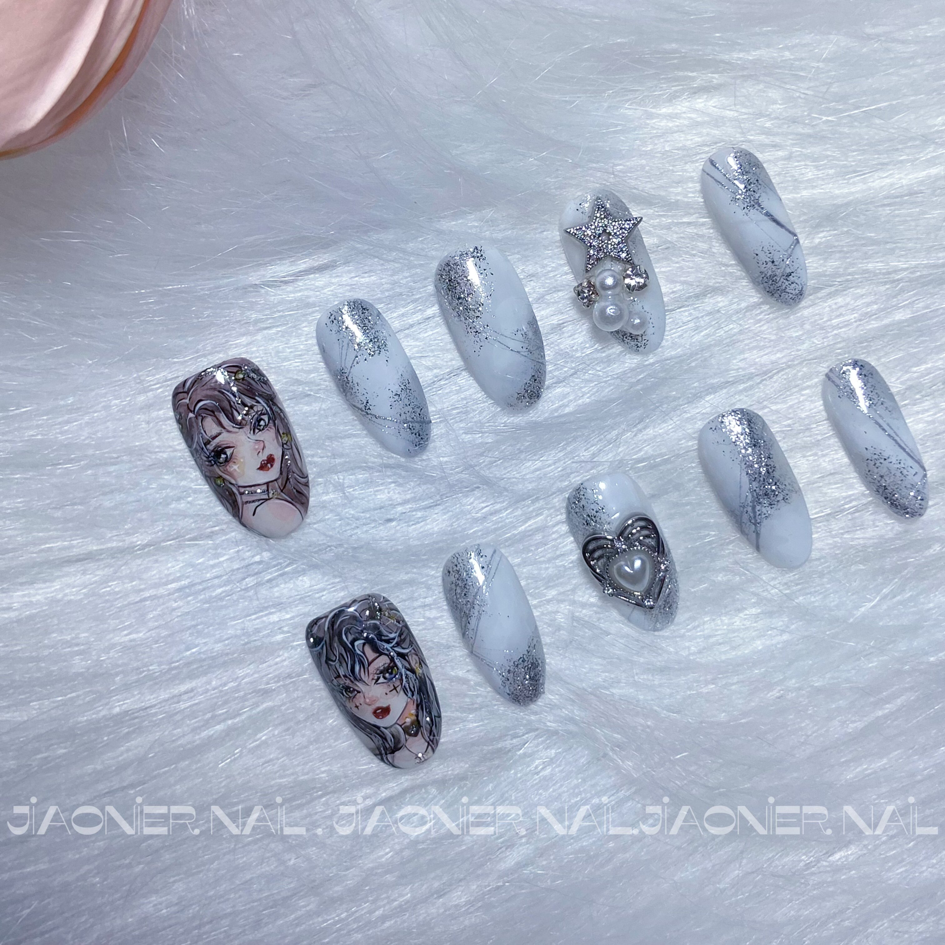 双子星公主 日式手工定制款穿戴甲手绘卡通漫画人物双子星座