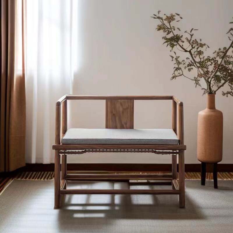 新中式打坐椅主人位盘腿主人椅老榆木禅椅简约实木圈椅围椅泡茶椅