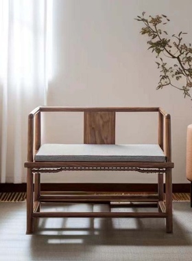 新中式打坐椅主人位盘腿主人椅老榆木禅椅简约实木圈椅围椅泡茶椅