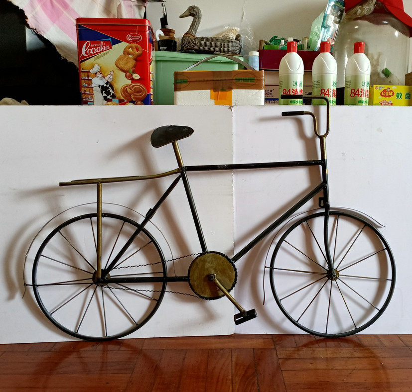 全手工大个头立体式自行车模型单车挂件摆件玩具车罕见铁皮车藏品