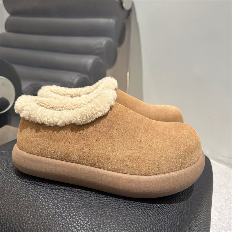 河南桑坡村小土豆羊皮毛一体包头勃肯鞋真毛加绒雪地靴秋冬季厚底