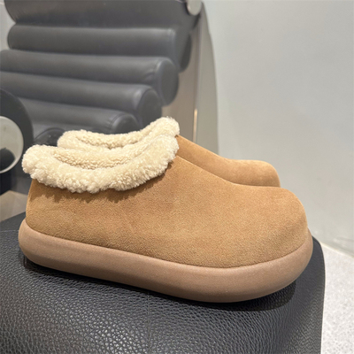 河南桑坡村小土豆羊皮毛一体包头勃肯鞋真毛加绒雪地靴秋冬季厚底