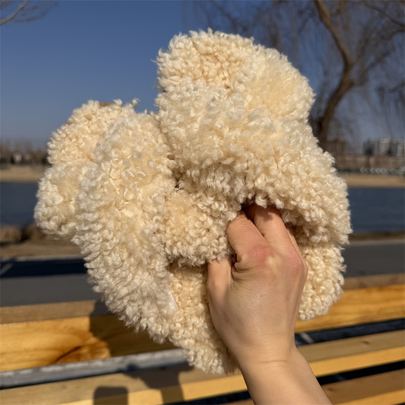 河南桑坡村澳洲羊皮毛一体卷毛拖鞋羊毛X型鞋防滑羊毛交叉拖鞋女,女鞋,毛毛鞋,淘宝优惠券,粉丝福利购,淘宝优惠卷