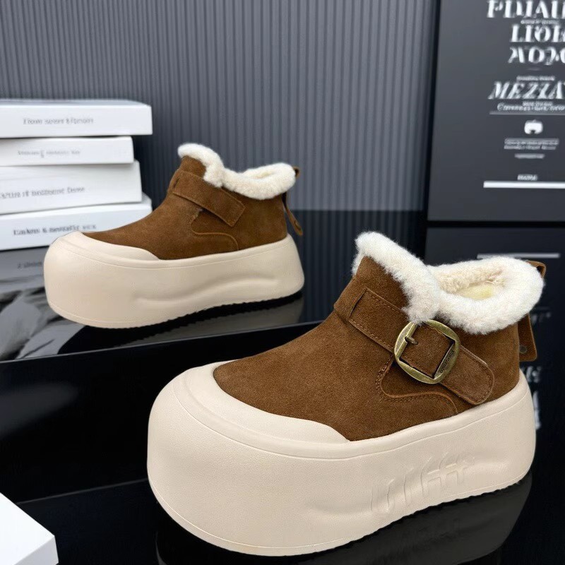 韩版厚底增高防滑雪地靴女冬季加绒保暖小个子松糕底休闲百搭棉鞋