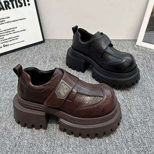 新款 轻便百搭透气休闲深口单鞋 女鞋 女款 厚底增高乐福鞋 2025年秋季