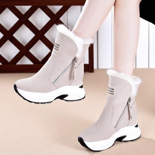 百搭松糕底加绒保暖棉鞋 厚底增高雪地靴女时尚 女鞋 2025年秋冬新款
