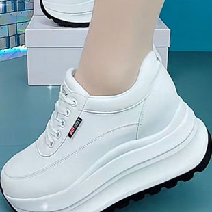 新款 百搭透气平底休闲防滑单鞋 女鞋 女款 厚底增高小白鞋 2025年秋季