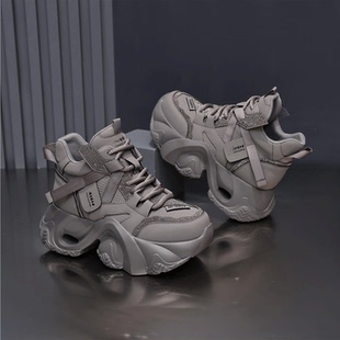 女鞋 百搭高帮松糕底休闲鞋 厚底增高老爹鞋 时尚 女款 2025年秋冬新款