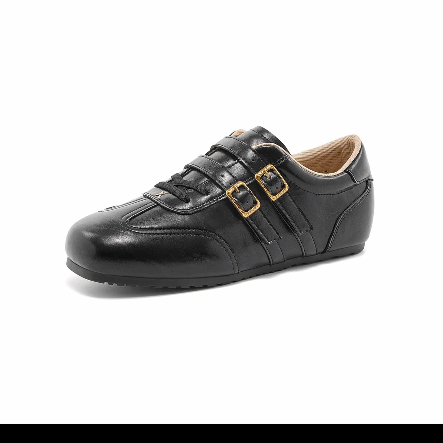 春季新款复古风皮带扣德训鞋女黑色百搭休闲鞋平底圆头布洛克鞋子,女鞋,牛津鞋/布洛克鞋/德比鞋,淘宝优惠券,粉丝福利购,淘宝优惠卷