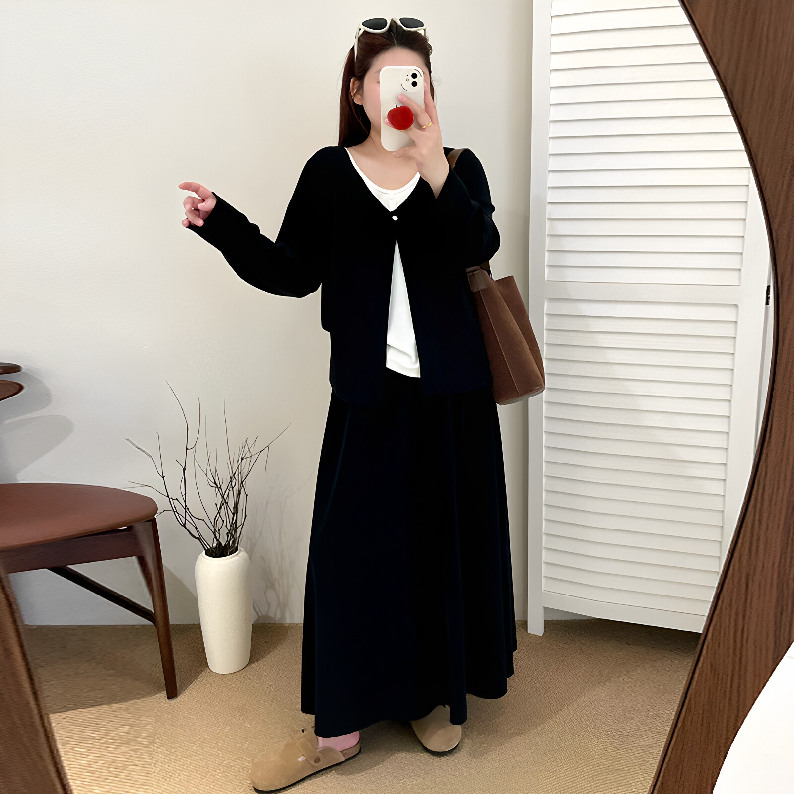 大码女装假两件宽松休闲套装