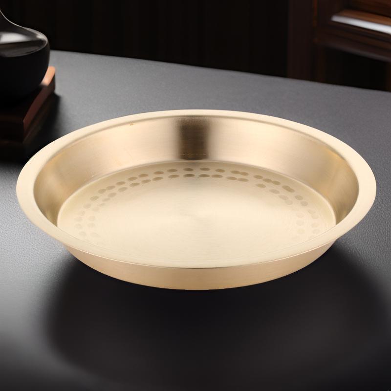 加厚纯铜盘黄铜盘蒸鸡铜盘凉皮盘蒸鱼盘年糕盘圆铜盘托盘铜盘家用