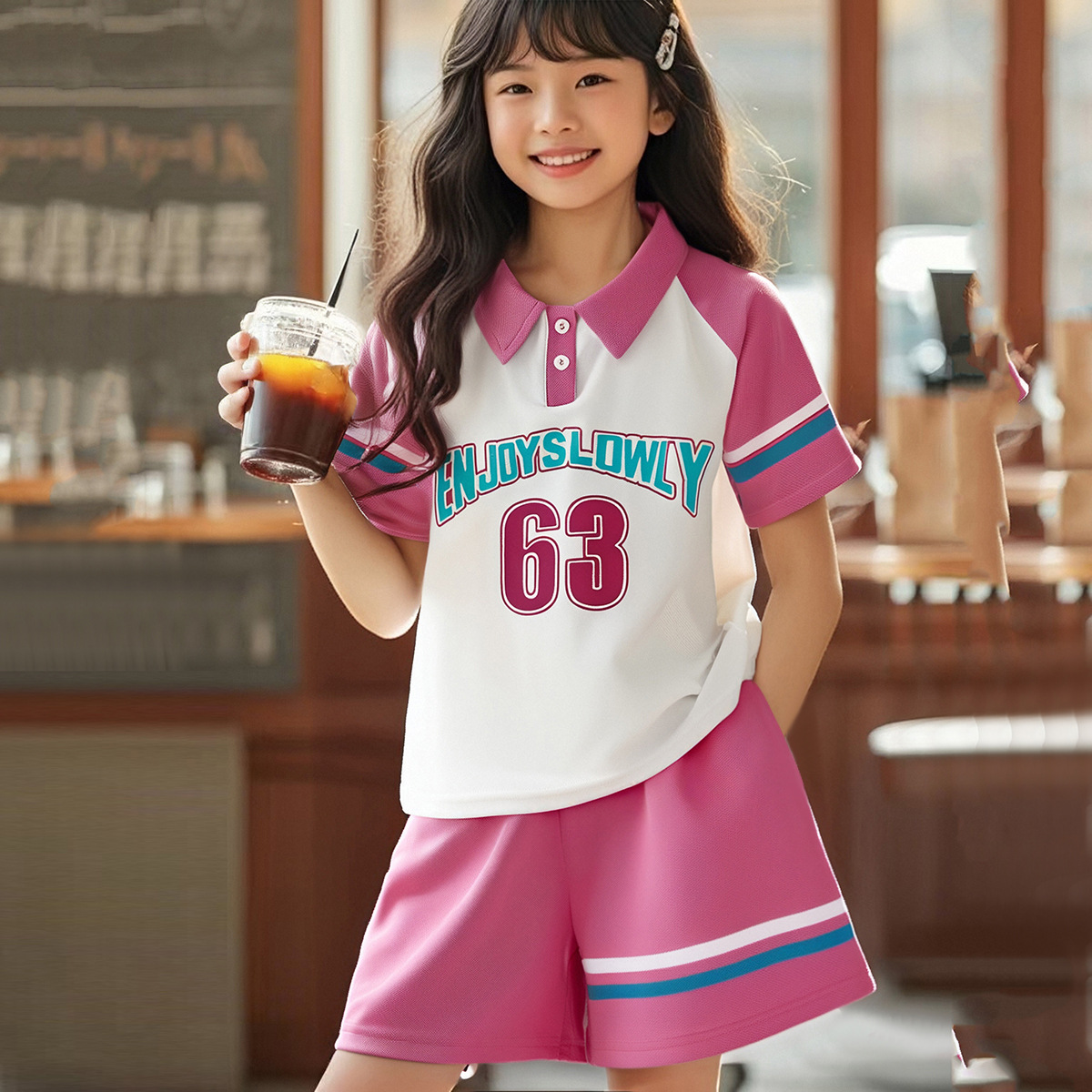 儿童polo衫套装短裤翻领T恤