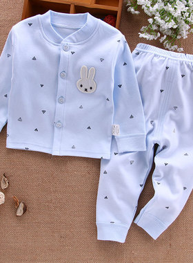 新生婴儿衣服分体套装3月6春秋季宝宝满月秋衣纯棉内衣1岁2冬66码