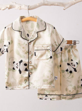 儿童冰丝短袖家居服套装春夏季
