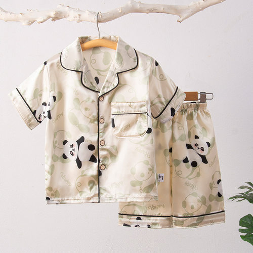 儿童冰丝短袖家居服套装春夏季
