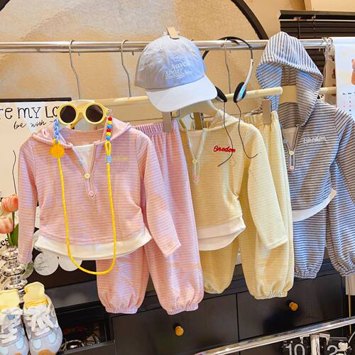 女童糯米绒套装运动连帽上衣裤子