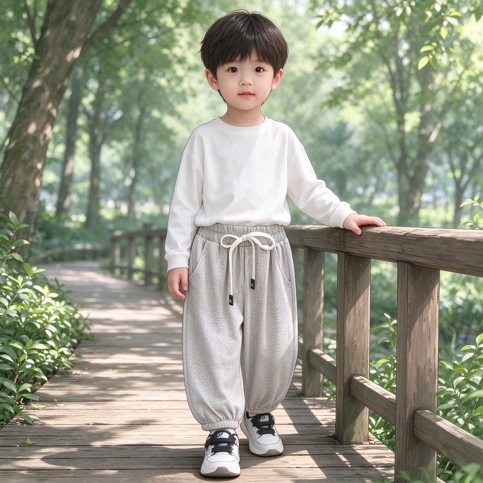 儿童春款纯色灯笼裤女童外穿打底裤子男宝宝弹力直筒休闲运动长裤