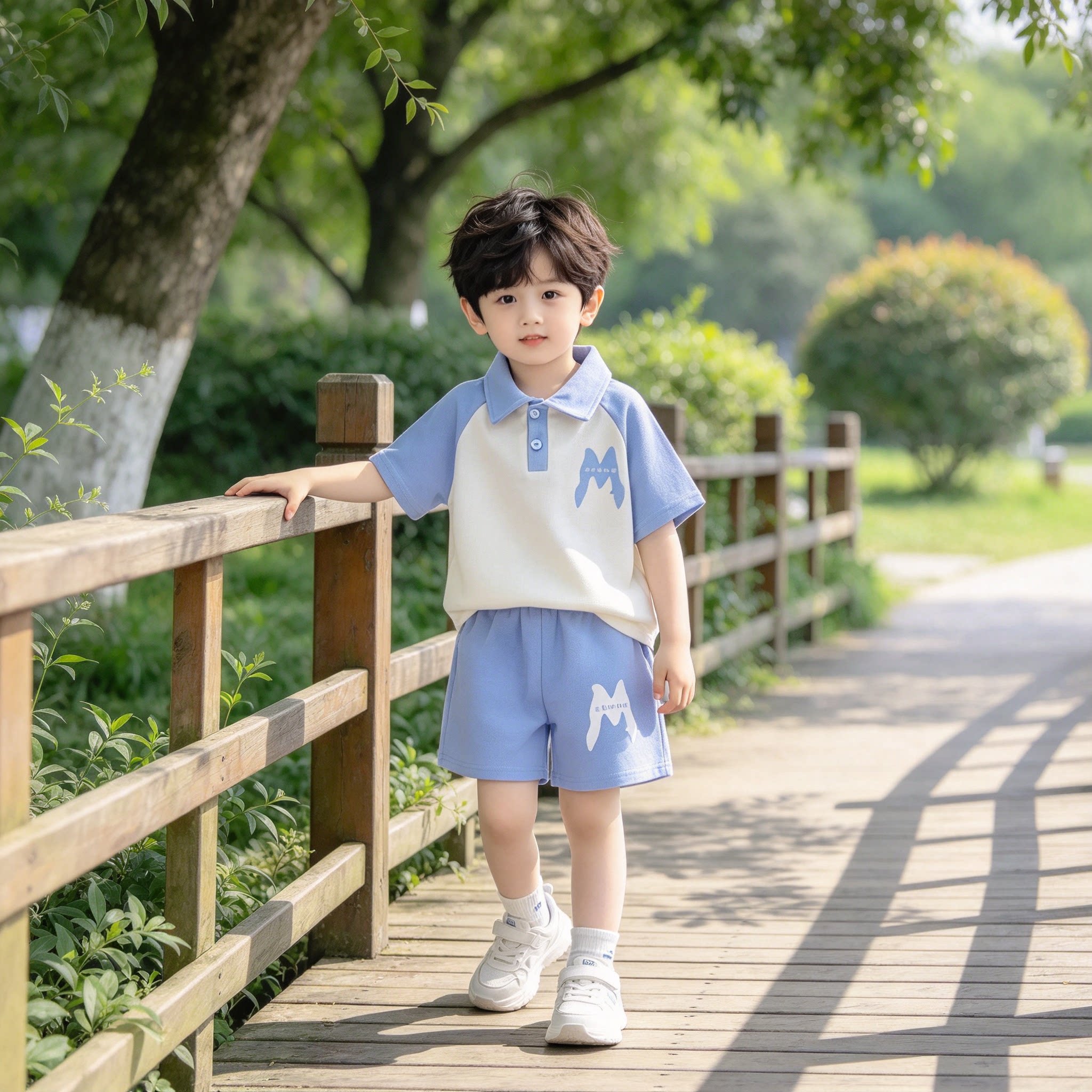 儿童polo衫短袖短裤套装夏季薄款2026韩版翻领男童女童休闲运动套