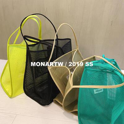 MONA 2024新款ins风透明网纱单肩挎包时尚轻便购物袋手提斜挎