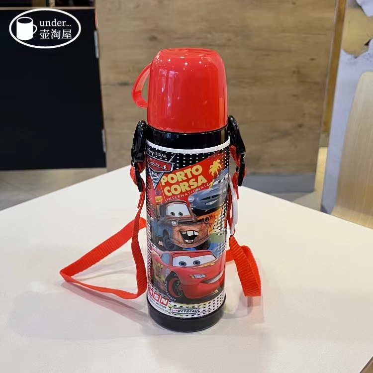 迪士尼 WDCAR-3410 汽车麦昆卡通保温瓶不锈钢真空防漏壶饮水杯盖