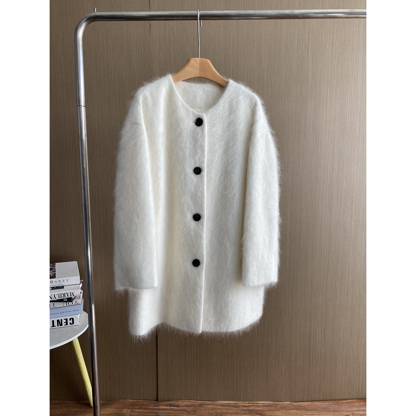 中长款拉绒羊绒大衣女柔软舒适