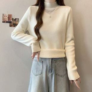 女秋冬显瘦毛衣上衣 A251慵懒风半高领加厚针织衫 小四粉丝专享