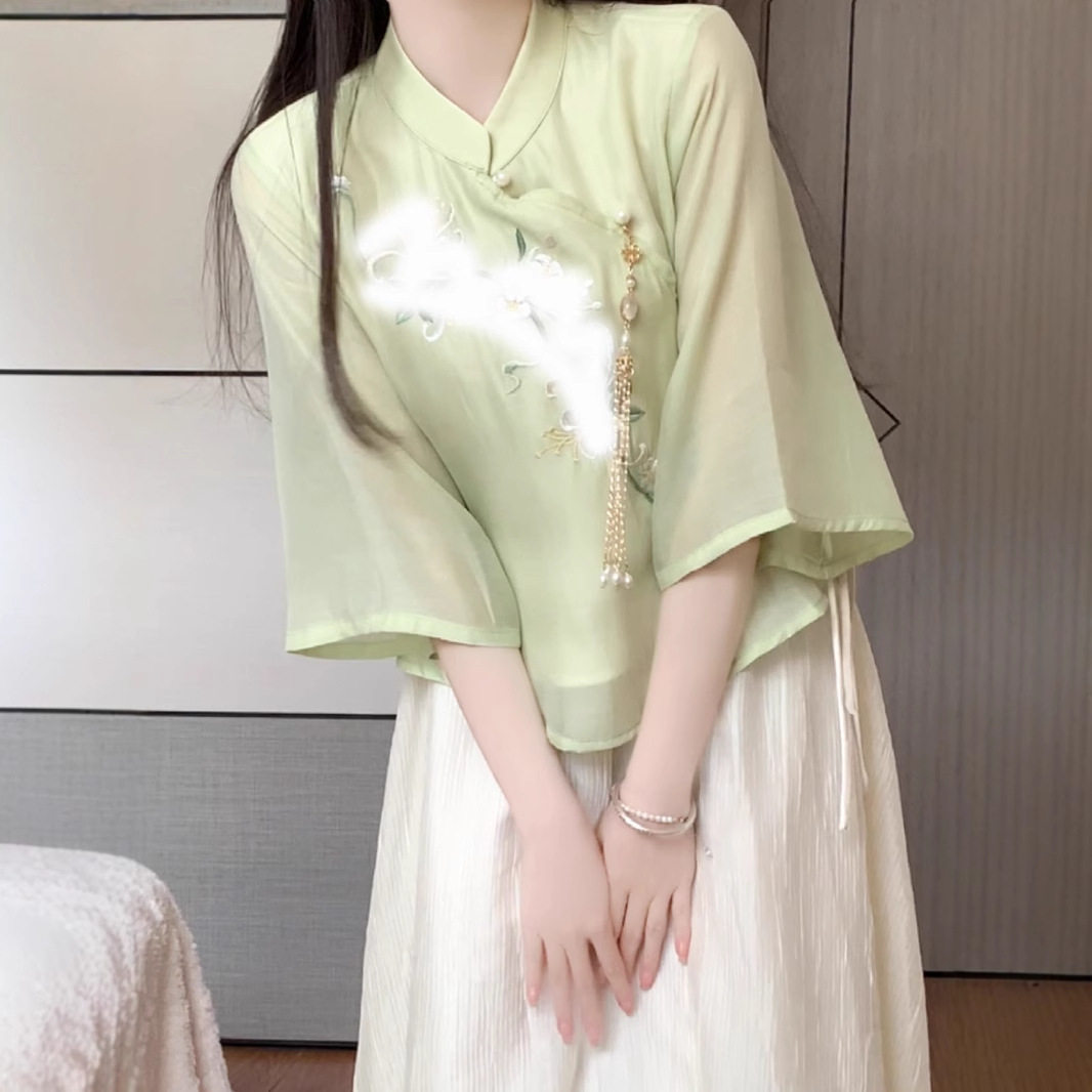 1284#新中式禅意国风改良旗袍两件套日常时尚少女套装2025春夏新