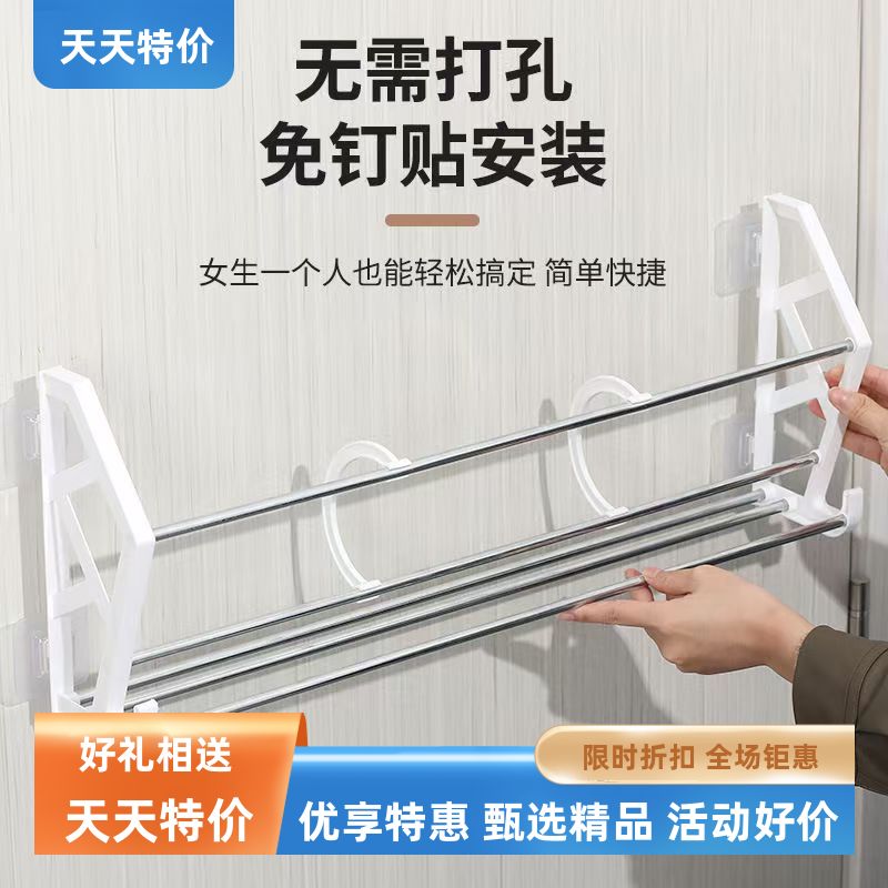 菲律宾热销免打孔免钉门简易鞋架组装鞋架浴室拖鞋架壁挂置物架