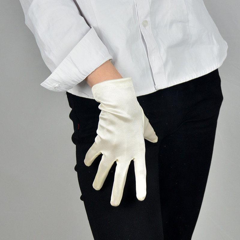 丝绸缎面手套短款白色手套礼义珠宝店制服婚礼督导购指挥酒店迎宾