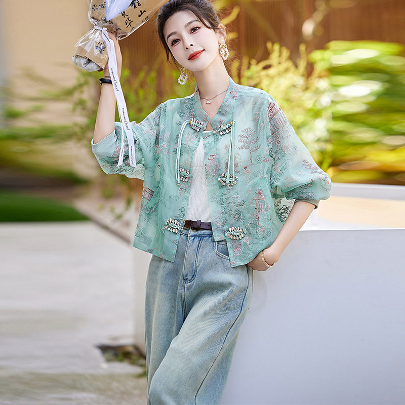 新中式中国风小个子短款外套防晒衣女春夏小香风休闲唐装2025