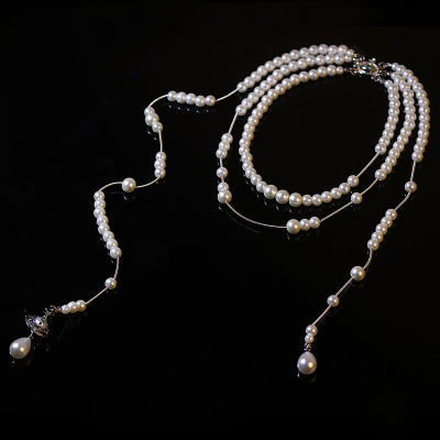 欧美破碎珍珠多层流苏