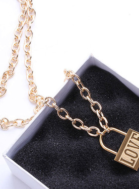 love欧美钥匙钛钢复古锁骨链