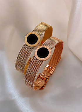 皮带字母钛钢网红ins小众风手链