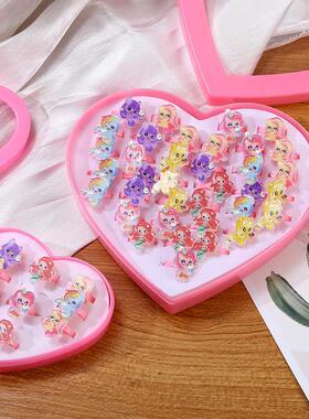 小马儿童开口戒指公主饰品首饰指环送小女孩的生日礼物礼盒卡通