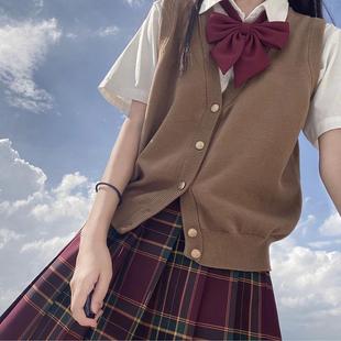 萌酱派学院风针织JK开衫马甲背心女外穿2025新款韩版小个子坎肩