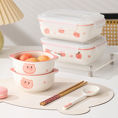 陶瓷分格饭盒可微波炉加热