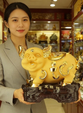 金猪摆件招财十二生肖猪风水创意工艺品家居可爱客厅酒柜装饰品