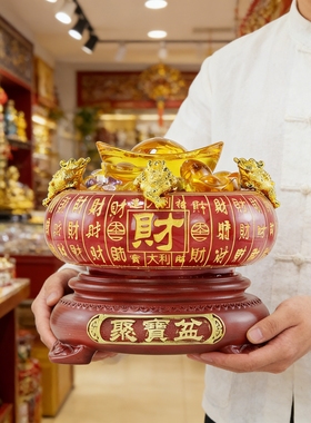 财富聚宝盆招财摆件家用客厅玄关聚财米缸存钱罐家居店铺柜台装饰