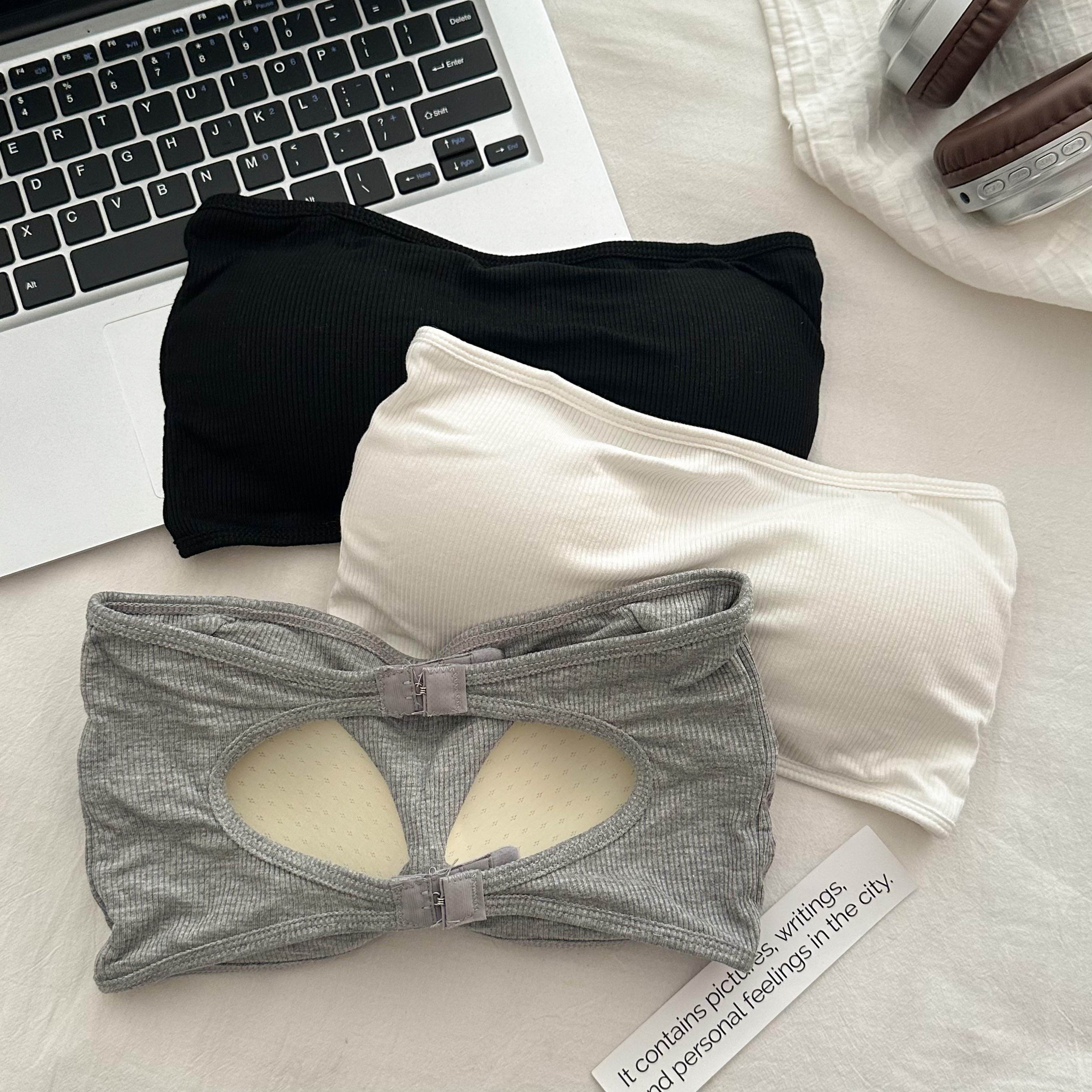 抹胸无肩带内衣灰色裹胸罩