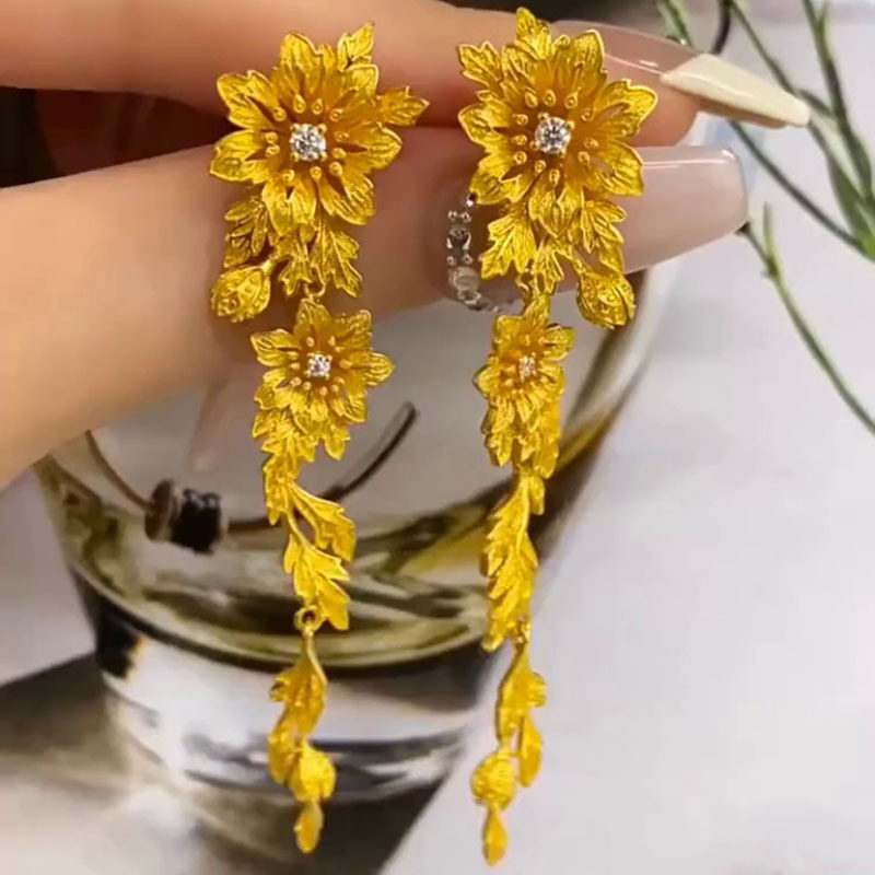 韩国新款镶钻花朵流苏耳环气质高级感简约耳钉百搭小众高级感耳饰,饰品/流行首饰/时尚饰品新,耳环,淘宝优惠券,粉丝福利购,淘宝优惠卷