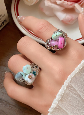 新款贝壳不规则开口戒指小众百搭时尚食指戒轻奢气质高级感手饰女