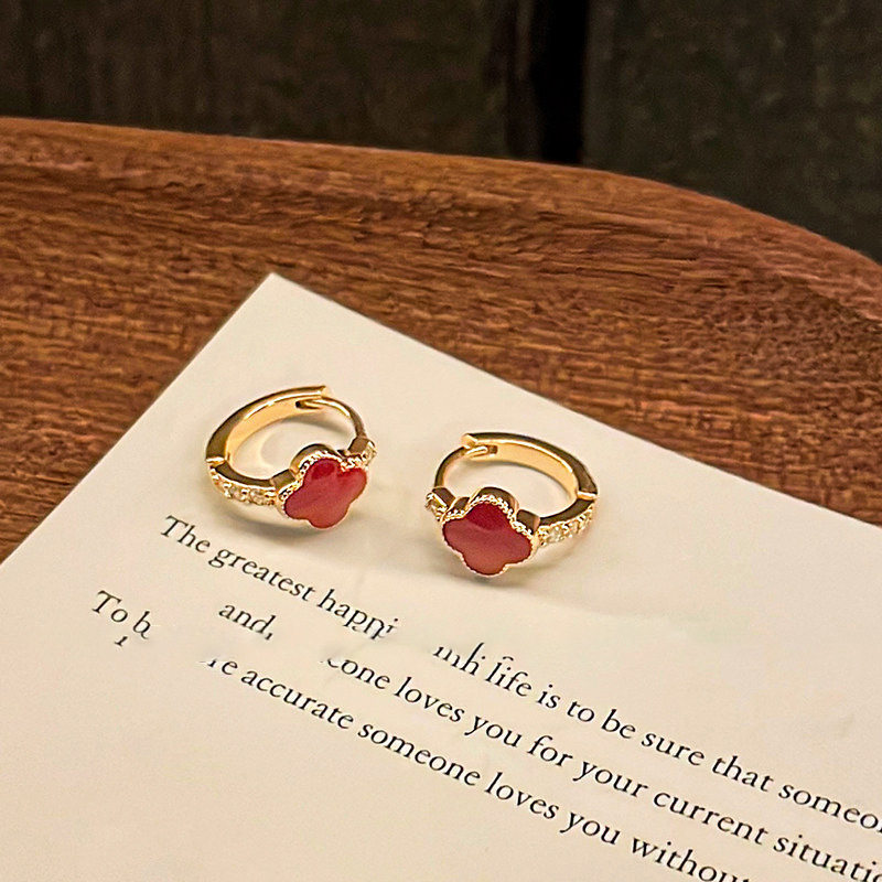 韩国东大门新款锆石滴油花朵耳扣复古简约气质耳环小众高级感耳饰,饰品/流行首饰/时尚饰品新,耳钉,淘宝优惠券,粉丝福利购,淘宝优惠卷