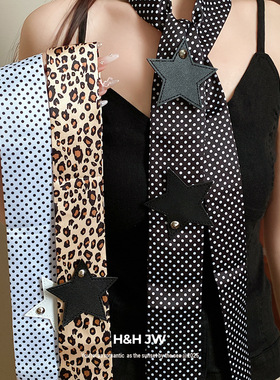 新款风豹纹美学ins长条围脖项链高级感轻奢发带丝巾绑发领巾项饰