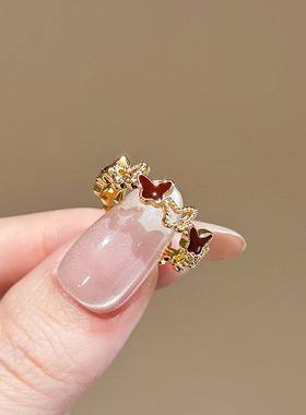 韩国东大门滴油蝴蝶开口戒指时尚简约气质食指戒轻奢高级感手饰女