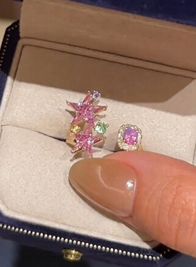 韩国新款锆石星星开口戒指时尚精致气质十字架轻奢百搭高级感手饰