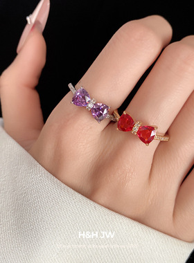 新款蝴蝶结开口戒指复古精致气质简约时尚食指戒轻奢高级感手饰女