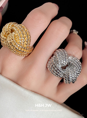 2026新款爆款交叉纹路开口戒指复古简约时尚食指戒轻奢高级感手饰